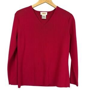 Talbots Fuchsia Pink V-Neck Knitted Sweater Size S